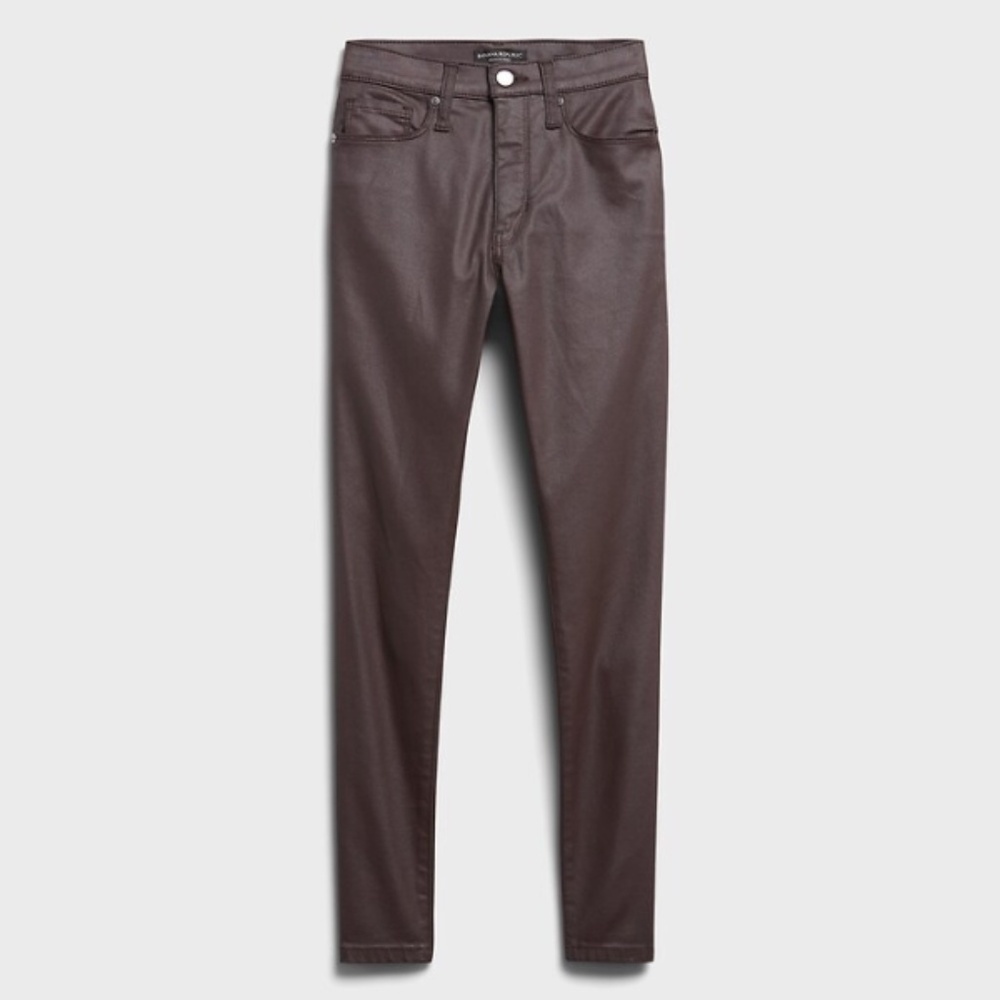 BANANA REPUBLIC High-Rise Skinny Coated Brown Jeans | Size 26‎ *